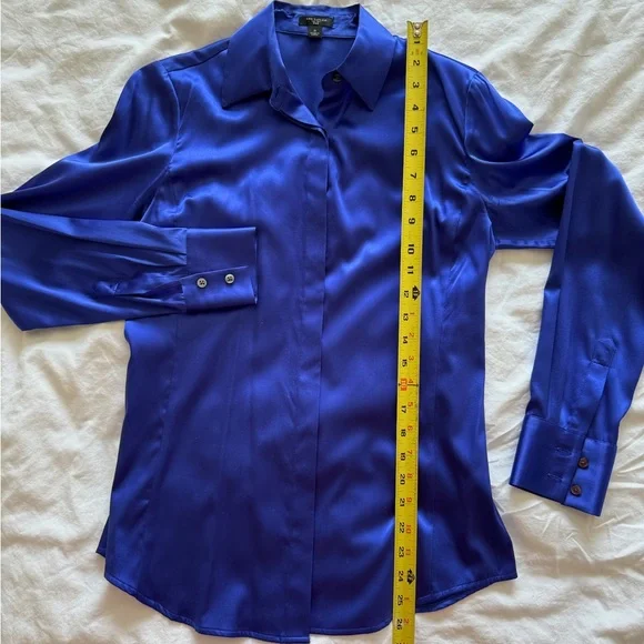 Bright Silk Blue Collared Blouse - Picture 1 of 7